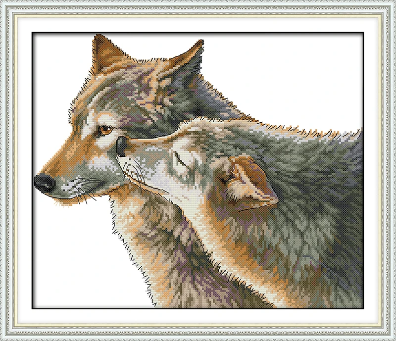 Joy Sunday Wolf Brother Kiss Spirit, рукоделие D368D420D519(2) D780(3), домашний декор в виде животных, наборы для вышивания крестиком в виде волка