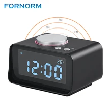 FORNROMR ЕС вилка Многофункциональный fm-радио Крытый термометр двойной USB порт зарядное устройство AUX