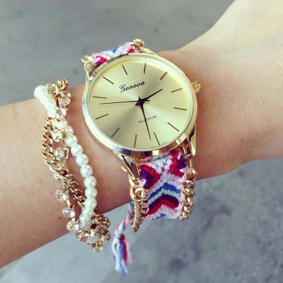 Fashion Handmade Casual Geneva Quartz Women Girls Braided Colorful Friendship Bracelet Watch Relogio Feminino Gift Dress Watches