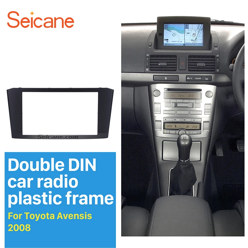 

Seicane Double Din Car Radio Fascia for 2003-2008 Toyota Avensis DVD Stereo Player Face Plate Panel Adaptor Black Frame