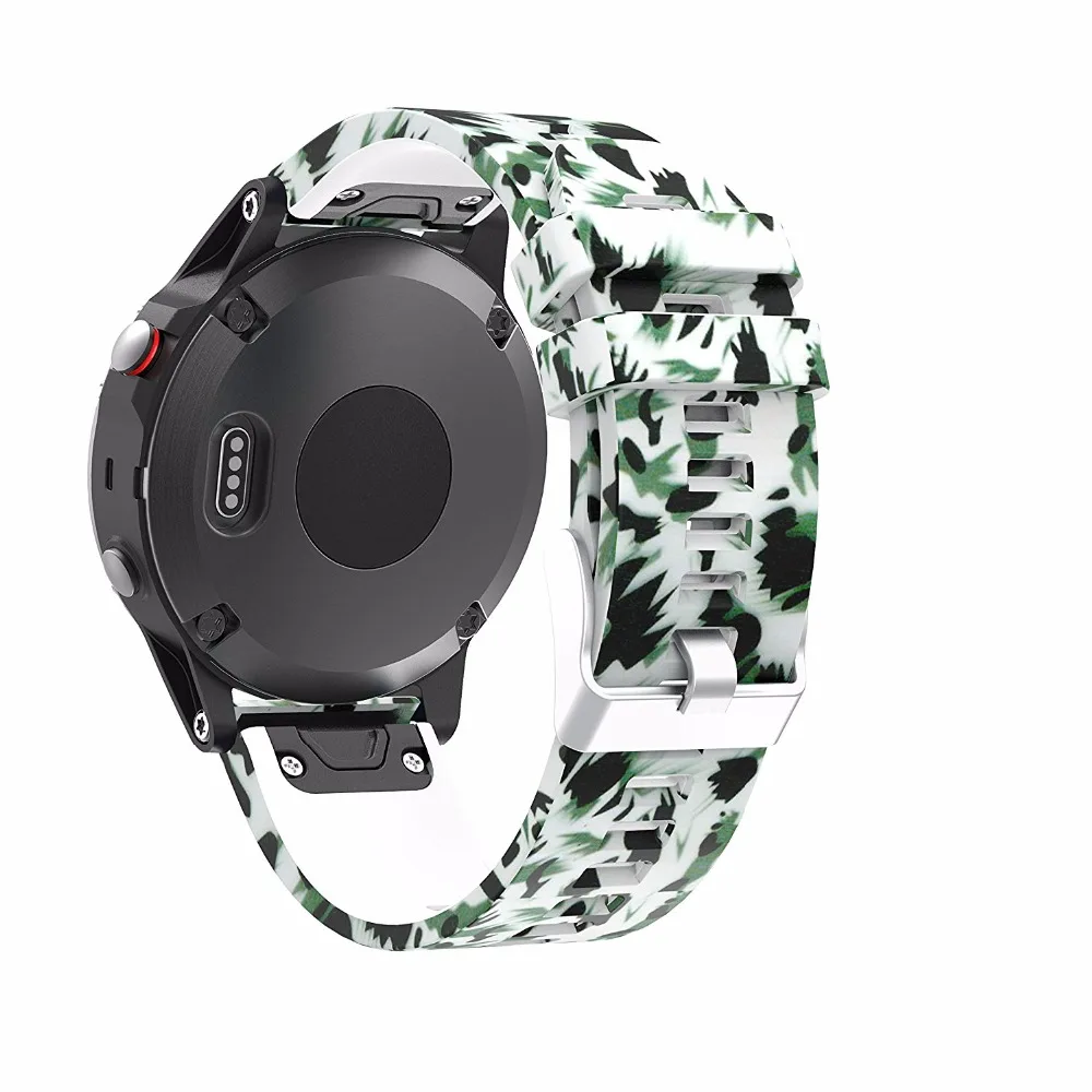 Easy fit 22 мм Ширина силиконовые печатных замены ремешок Напульсники для Garmin Forerunner 935 fenix5
