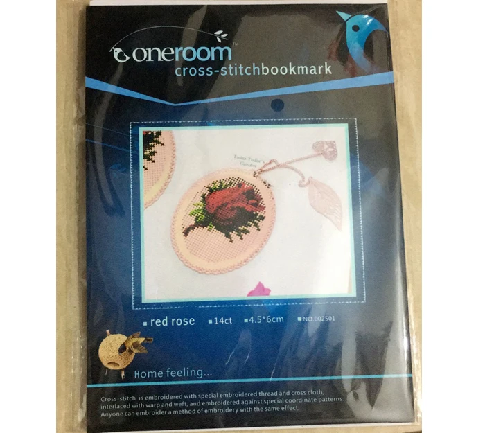

Red rose DIY Craft Stich Cross Stitch Bookmark Metal Silver Golden Needlework Embroidery Crafts Counted Cross-Stitching Kit 7