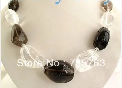 

xiuli 00320 34mm Smoky Quartz Clear Crystal Necklace