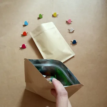 

20pcs Ziplock Seal Kraft Paper Bag Sealable Pouch 15*21cm for gifts sweets and candy food tea jewelry retail package paper