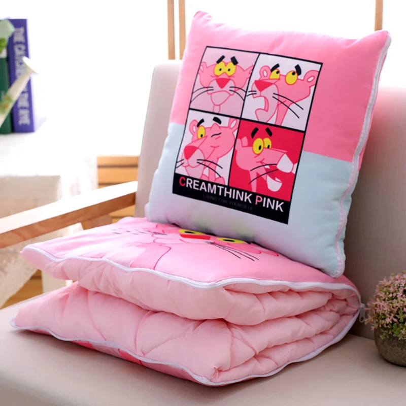

Candice guo plush toy cartoon animal leopard pink panther pillow cushion open to be blanket stuffed toy doll birthday gift 1pc