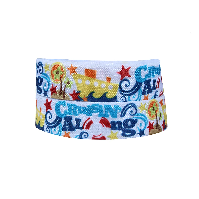 

Wholesale 50 yards summer foe, 15mm fold over elastic in cruising patterns