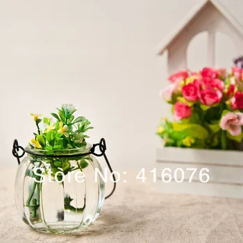 

Hanging Glass Vase Pumpkin Shape Flower Vase Glass Bottle Hydroponic Container Home Decoration F1015