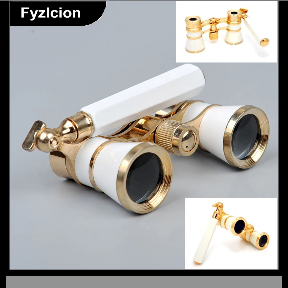 

Lady Glasses with Handle 3x25 Binocular Telescope Binoculars covered Opera/Theater Brass Coated Lens Binocular Coated Telescope