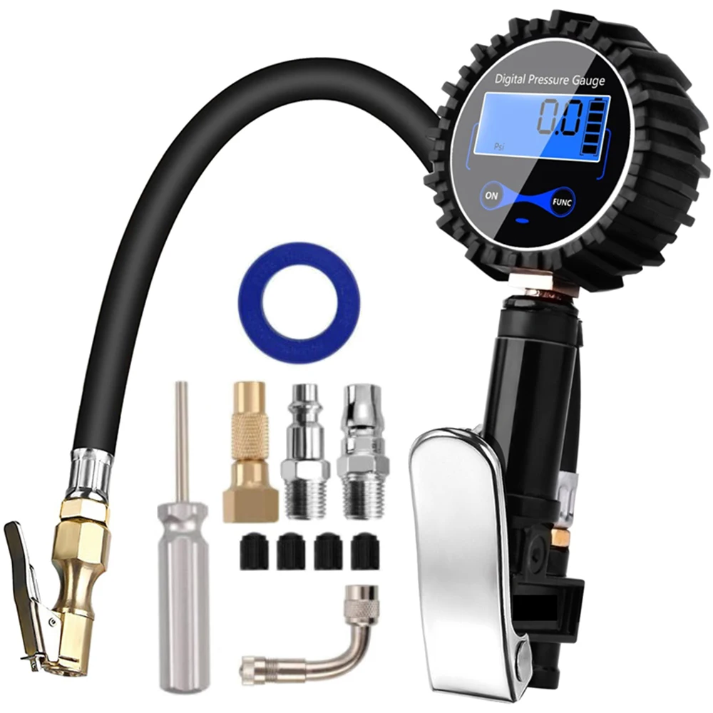 For Car Motorcycle Bike Pressure Gauges Digital Tire Inflator Meter Tester Manometer 3-200 PSI Air Chuck 0-14Bar Mayitr