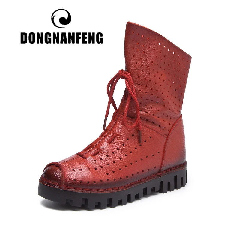 DONGNANFENG/Женская обувь на плоской подошве; обувь из натуральной свиной кожи на шнуровке; нескользящая обувь; Размеры 35-40 JMG-7205