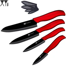 XYj Ceramic Knives Red Handle Kitchen Knife 3″ 4″ 5″ 6″ Kitchen Knives Cooking Set Black Zirconia Blade Knife With Black Sheath