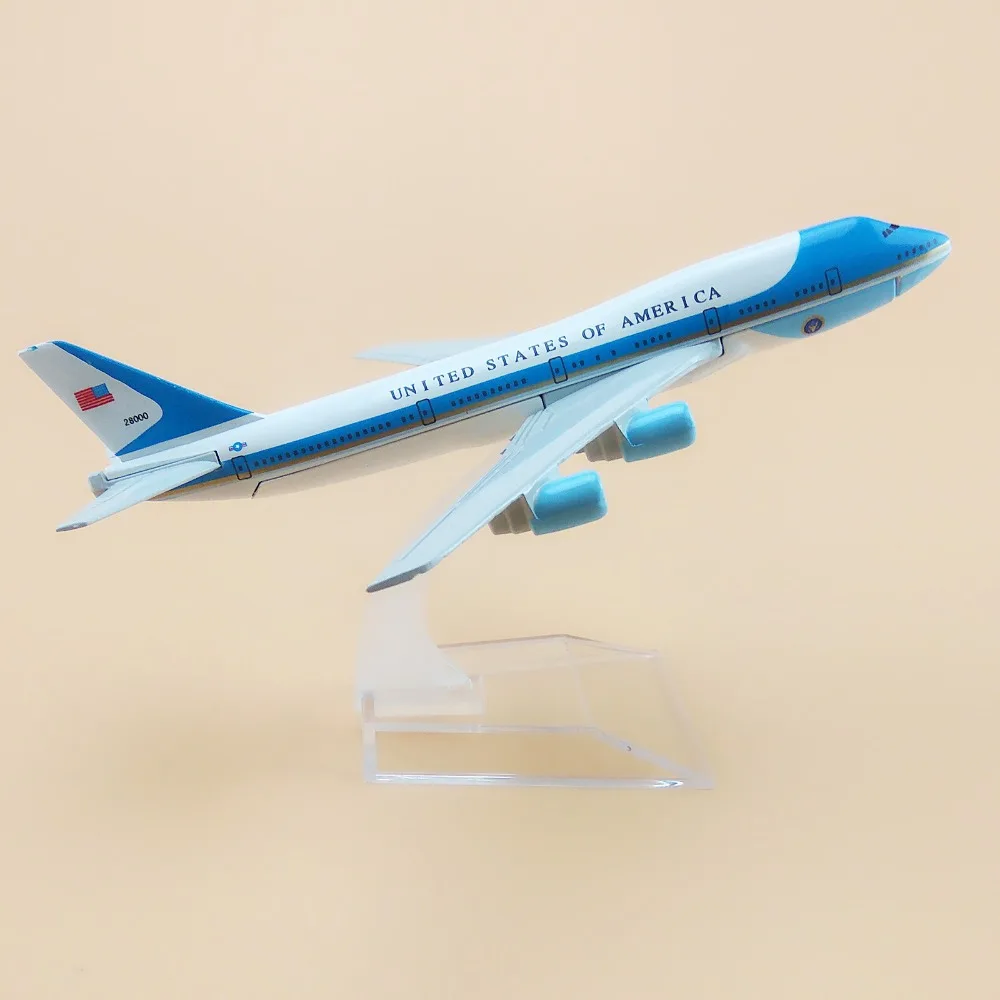 Модель самолета 16 см авиакомпании США Air Force One модель Боинг 747 B747|state| |