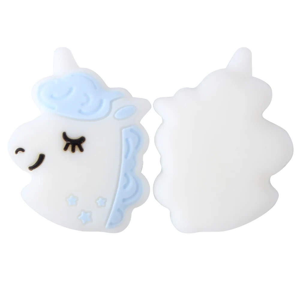 100pcs Pastel Blue 28 мм 100 шт. силиконовые бусины милый Единорог силиконовые прорезывания зубов аксессуары силиконовые грызуны для ожерелья подвеска детский продукт - Цвет: 100pcs Pastel Blue
