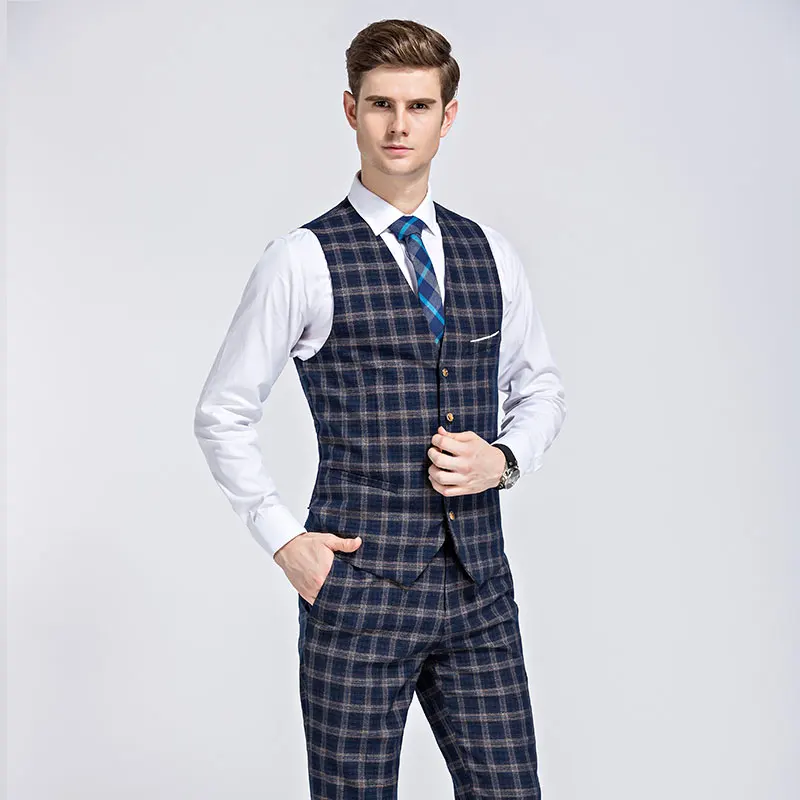 Плюс Размер 4XL 2016 Новый Бренд Плед Goom Weddomh Костюмы Мужской Люкс Slim Fit Бизнес