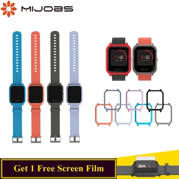 

Mijobs 20mm Sports Wrist Strap Protector Case Cover for Xiaomi Huami Amazfit Bip BIT Smart watch Accessories Silicone Bracelet