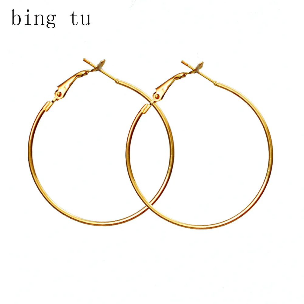 

Bing Tu Women Simple Smooth Hoop Earrings Gold Silver Color Round Circle Earring Punk Rock Big Earing Jewellery boucle d oreille
