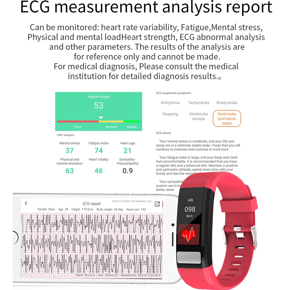 New ECG Smart Bracelet Heart Rate Blood Pressure Blood oxygen Sleep Monitor Smart Band Sport Activity Fitness Wristbands Men New ECG Smart Bracelet Heart Rate Blood Pressure Blood oxygen Sleep Monitor Smart Band Sport Activity Fitness Wristbands Men