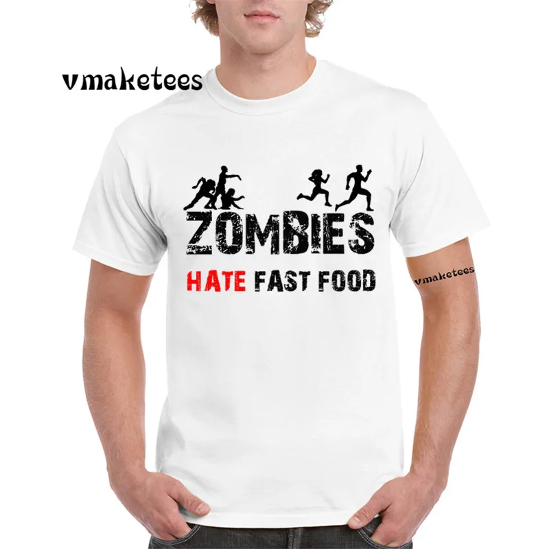 

Zombies Hate Fast Food Funny T-shirt Short sleeve O-Neck Summer Casual Harajuku Tshirt GMT988