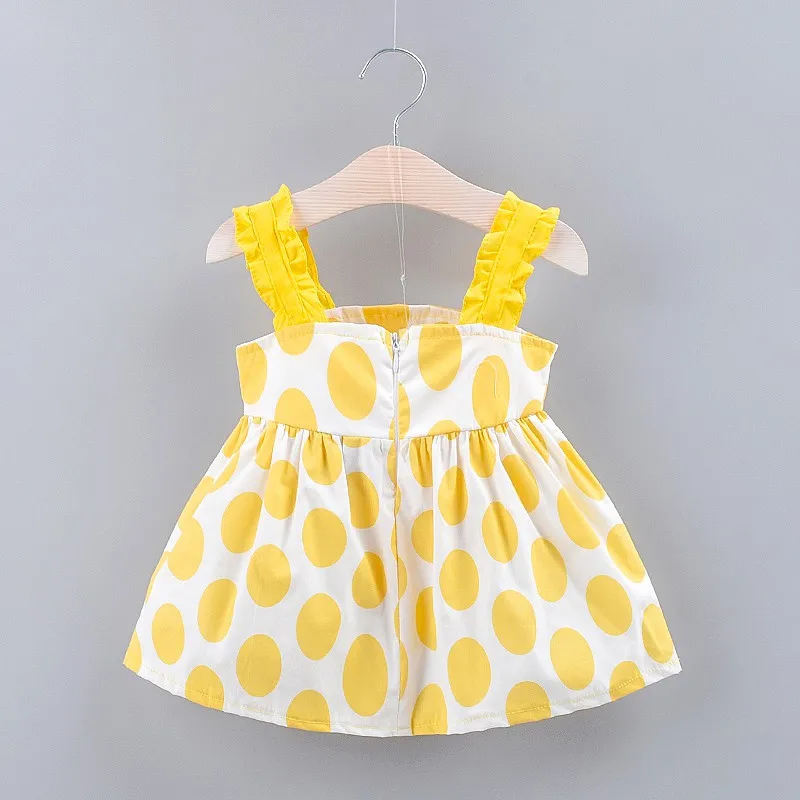 Summer Baby Girls Strap Dot Pattern Casual Cotton Sleeveless Bow Dress Kids Toddler Sweet Fashion Princess Sundress