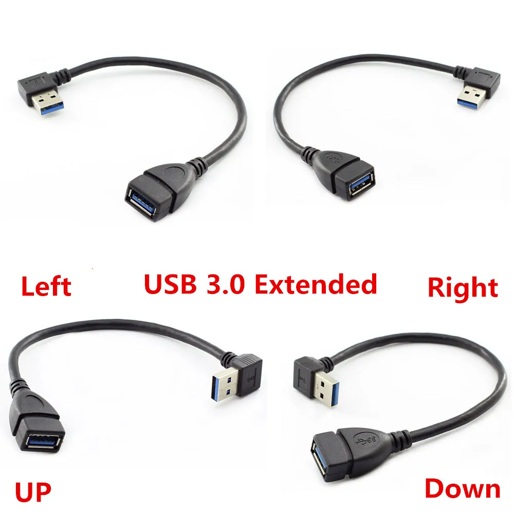 

Удлинитель USB 3,0 с правым и левым углом 90 градусов вверх и вниз