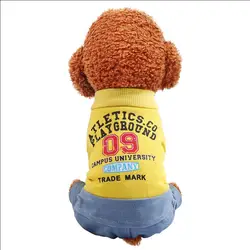 Одежда для собак новая демисезонная одежда для домашних животных пальто четырехногие желтые джинсовые комбинезоны для собак Плюшевый