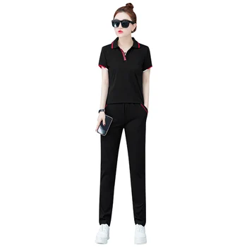 

Rlyaeiz Fashion 2 Piece Set Women Tracksuit 2019 Summer Casual Short Sleeve T shirts + Pants Sporting Suits Female Sweat Suit