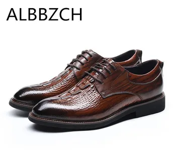 

New mens derby genuine leather wedding dress shoes men oxford designer luxury business office work men shoes leisure party shoes
