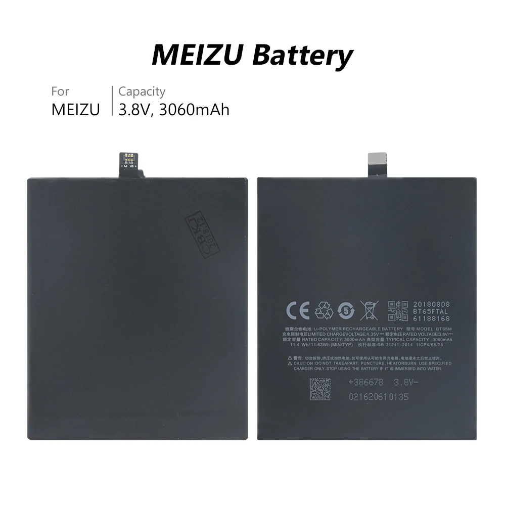 YCDC оригинальные для Meizu MX6 M685U M685Q M685C 3,8 V 3060 мА/ч, BT65M телефон Батарея BT-65M BT 65 м