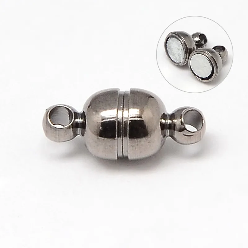 Pandahall 100 наборы 11x5 мм овальные круглые латунные Магнитные застежки соединители DIY ювелирные изделия аксессуары без никеля компоненты - Цвет: Gunmetal