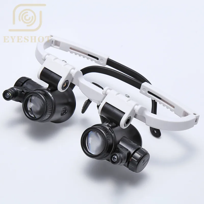

2 LED Light Read Magnifier Headband, Eight Optical Lens Magnifying Glasses Loupe,Specialty Circuit Board Service Diamond Jewelry