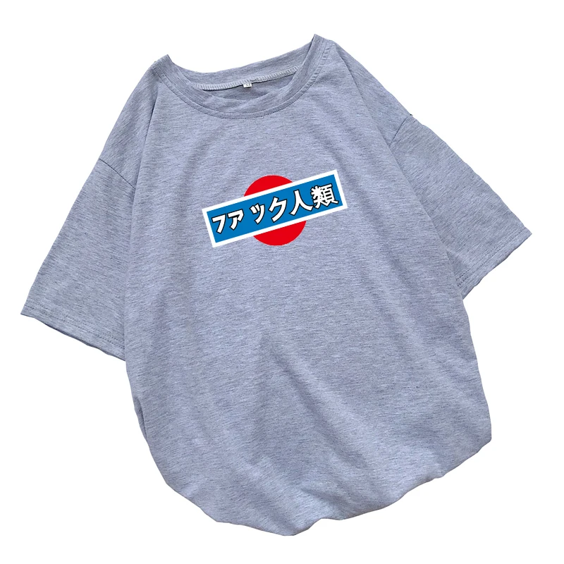 New Summer Short Sleeve T Shirt Women Casual Harajuku Funny Japanese Letter Print Tops Streetwear Camiseta Mujer Tee Shirt Femme (5)