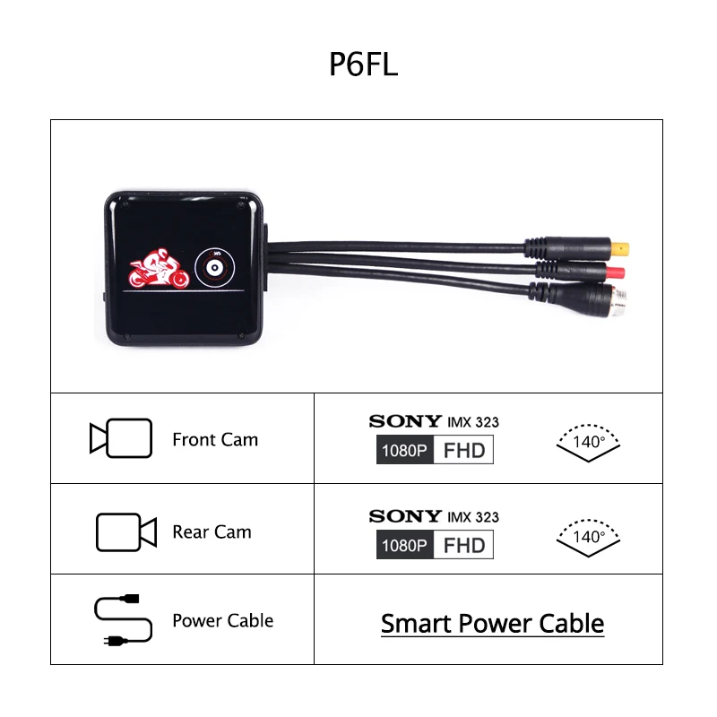 SYS VSYS полный корпус водонепроницаемый мотоцикл камера рекордер P6FL WiFi двойной 1080P Full HD мотоцикл dvr видеорегистратор Черный gps коробка - Название цвета: P6FL with Smart cabl