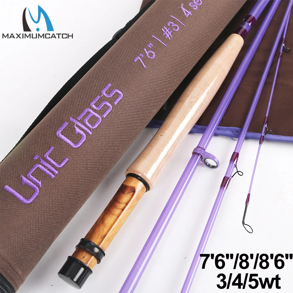 

Maximumcatch Maxcatch Unic Fiberglass 3/4/5wt Fly Fishing Rod 7/8/8.6ft Fast Action Carbon Glass Fly Rod with Cordura Color