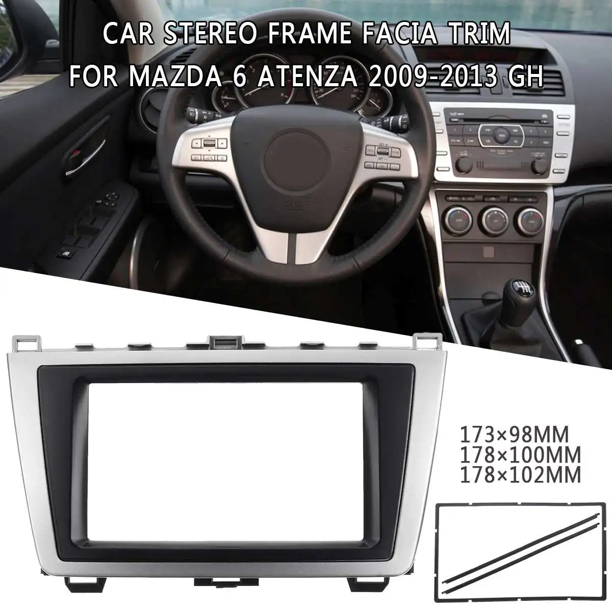 2DIN автомобильный DVD стерео панель радио фасции для Mazda 6 Atenza 2009 2010 2011 2012 2013 Dash крепление пластиковая металлическая рамка УФ серебро Blac