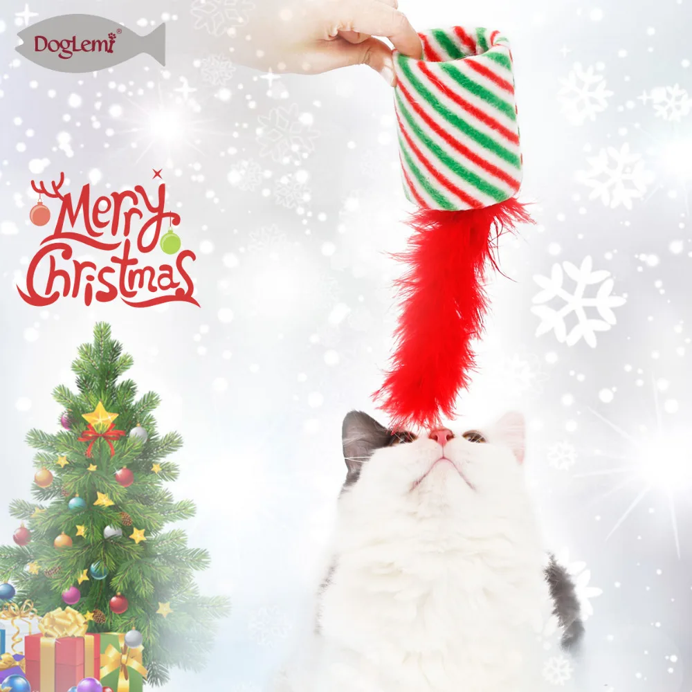Christmas Cat Tube Toys Nature Feather with Bell Kitten Toy | Дом и сад