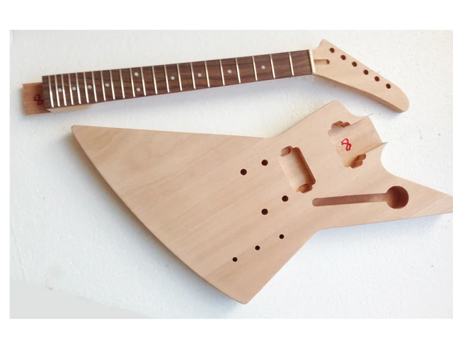 Best price at $197 Cheap Explorer electric guitar semi-finished products made in giessen DIY design manual guitar neck