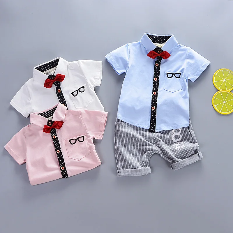 2PCS Outfit Baby Boy Tracksuit Clothes Sets Newborn Baby Cotton Thirt Tops Short 