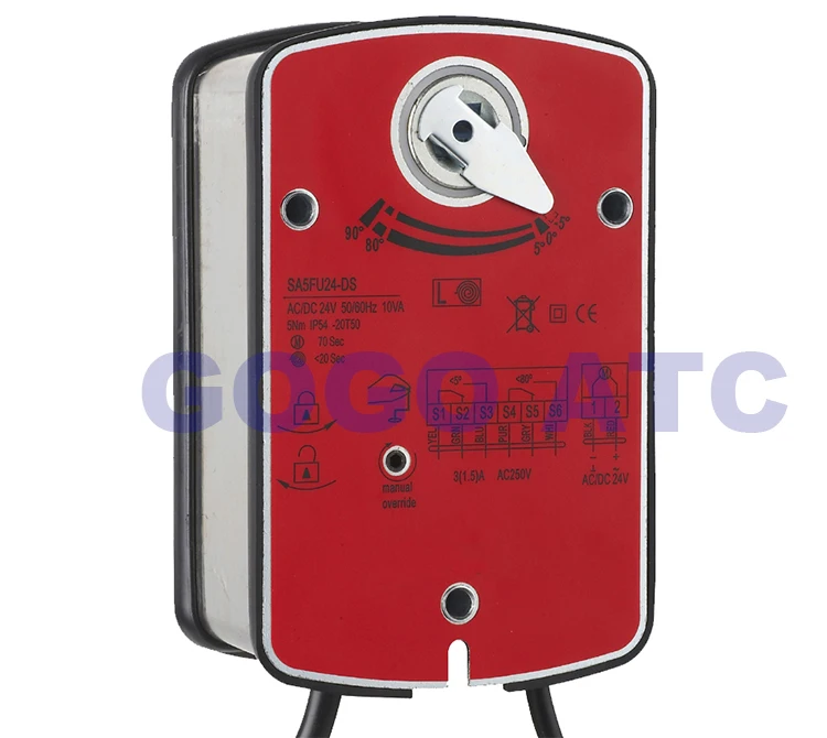 Привод заслонки дыма и огня 5Nm ВКЛ/ВЫКЛ 2 точки и термальный датчик SAF72 для системы HVAC ADC24V/AC100-240V