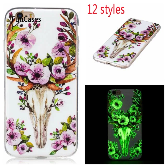 Soft TPU Luminous case For Apple iphone 5 se 5C 5S 6 6S Plus 7 7Plus Cartoon Silicone Protective back cover | Мобильные телефоны и