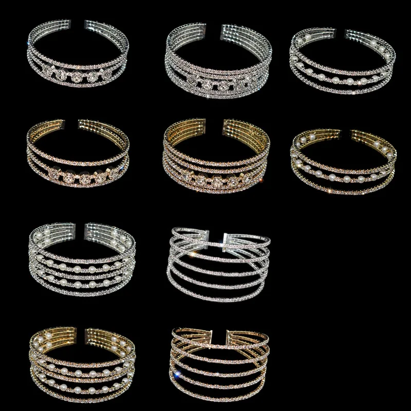 Fashion Crystal Pearl Opening Bracelets Bangles for Women Gold Silver Plated Stretching Bracelets Pulseras Mujer Jewelry Gift 6