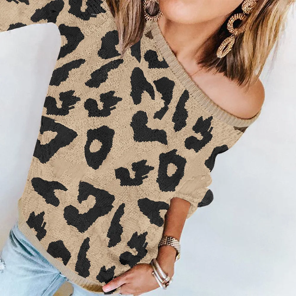 2019 winter and autumn leopard pullover woman sweater cute European style long sleeve o-neck casual knit female sweater 2019 winter and autumn leopard pullover woman sweater cute European style long sleeve o-neck casual knit female sweater