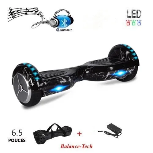 Lightning-Black Хромированная ХОВЕРБОРДА 6,5 дюймов самобалансирующийся скутер Bluetooth электрические скутеры светодиодный свет 2 колеса скейтборда с сумкой для переноски - Цвет: Lightning-Black