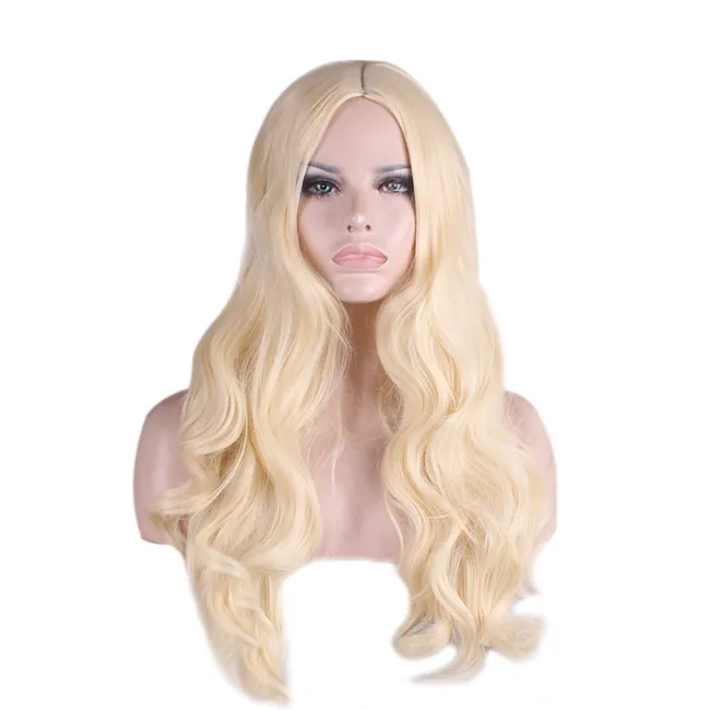 Женский парик из искусственного меха, термостойкий женский парик для косплея, волнистый длинный парик из блонд