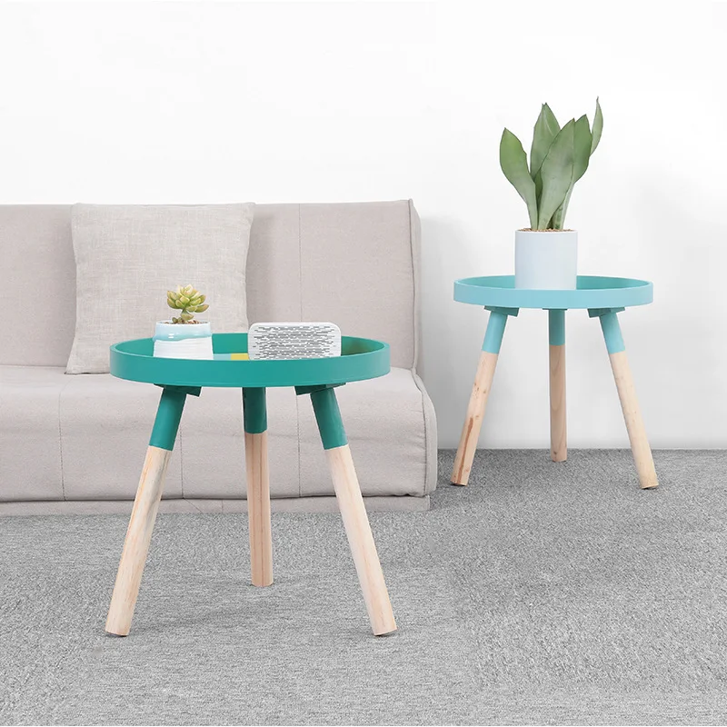 

Nordic Modern Simple Round Living Room Tea Table Creative Solid Wood Coffee Table Daily Multifunctional Mini Sofa Side Table