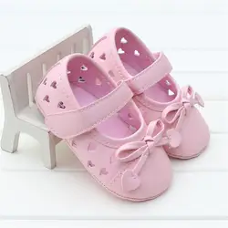 Сандалии для маленьких девочек, принцесса, бант, в форме сердца, искусственная кожа, детская обувь, новый стиль, летняя Милая обувь для