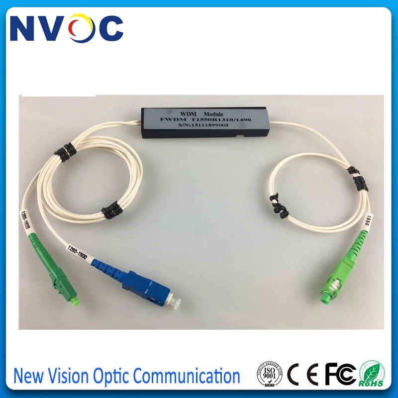 

1*2 FWDM Filter ABS BOX TX1550 RX1310/1490nm,WDM Module 2mm1M With SC/FC/LC,1x2 Optic Wavelength Division Multiplexer
