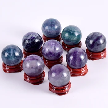 

2 PCS Hand Massage Ball Undrill 30 MM Natural Fluorite Yoni Ball Crystal Mineral Stone Sphere Home Decor Accessory Kegel Massage