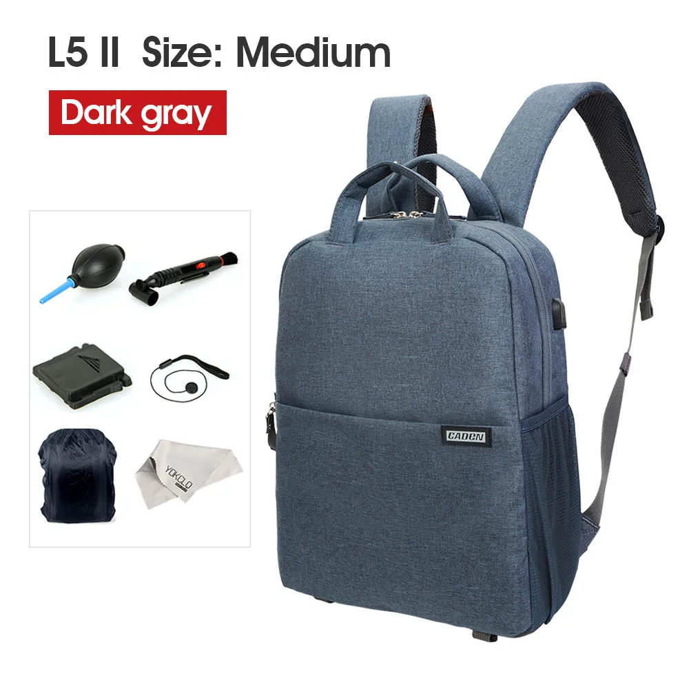 Blue M Add Gift CADeN, три размера, сумка для камеры, цифровая камера, видео, водонепроницаемая, для ноутбука, школьная, повседневная, для фото, сумка для камеры Canon, Nikon, sony - Цвет: Blue M Add Gift