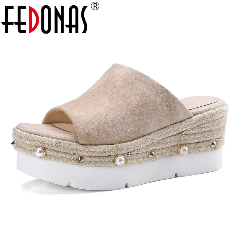 

FEDONAS 2018 New Summer Wedges Heels Suede Shoes Woman Platform Ladies Open Toe Breathable Shoes Women Casual Shoes Sandals