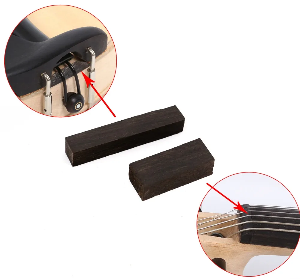 

2set(4pcs) Ebony wood Violin Nut Violin Saddle 4/4 3/4 Size Violin Accessories